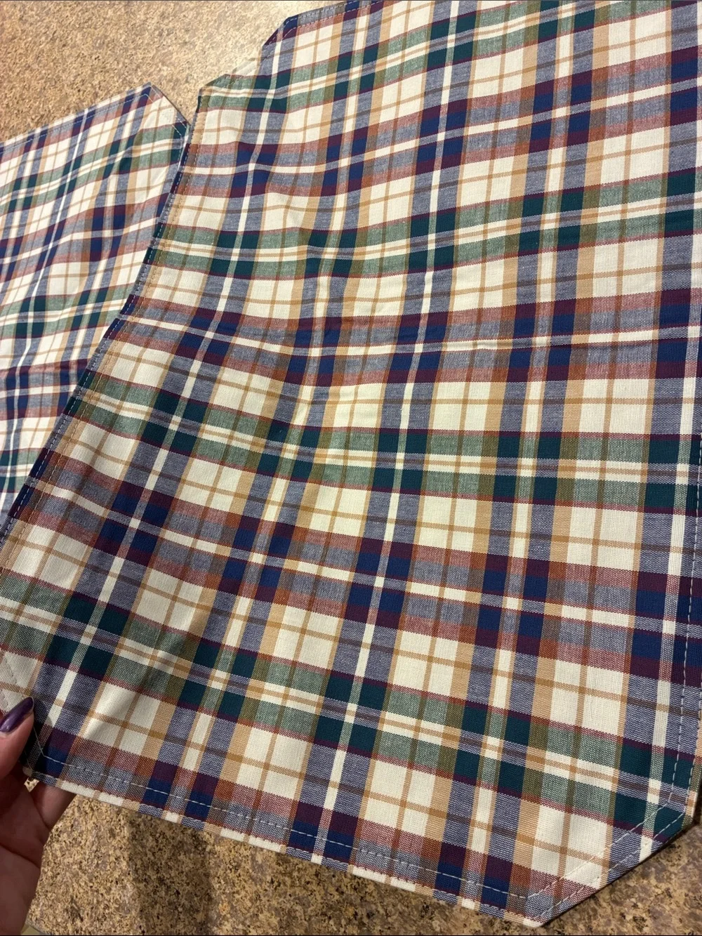 Longaberger Woven Traditions Plaid Fabric Placemats Set of 2 SMELLS MUSTY